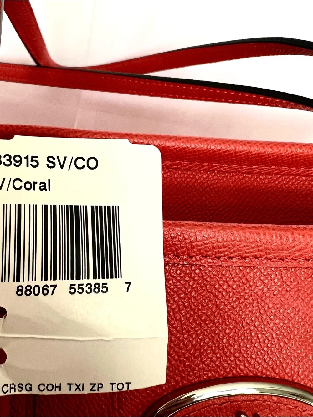 Coach Red Leather Tote with Luggage Tag and Logo Plaque
